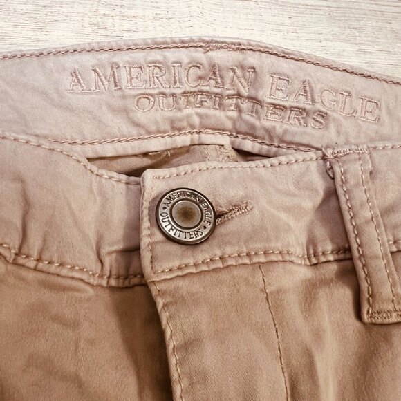 American Eagle Outfitters Jegging Ankle Size 8 Khaki Tan Zipper‎ Pocket Skinny - Picture 8 of 13
